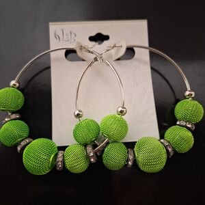 Green Hoop Earrings